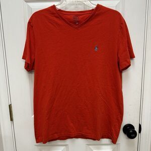 Polo Ralph Lauren V-neck T-Shirt Red Cotton Men’s Size M Logo